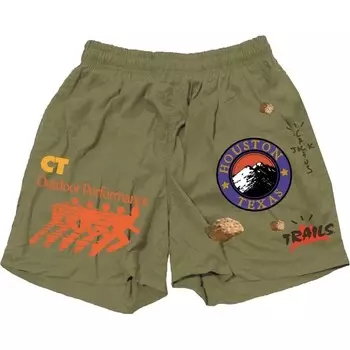 Повседневные шорты мужские оливковые Travis Scott, оливковый