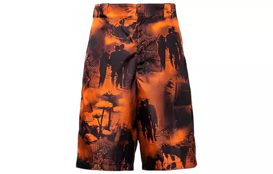 Повседневные шорты мужские оранжевые Prada, оранжевый