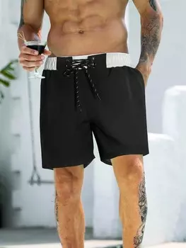 Повседневные шорты Ткань контрастного цвета для мужчин Manfinity, черно-белый