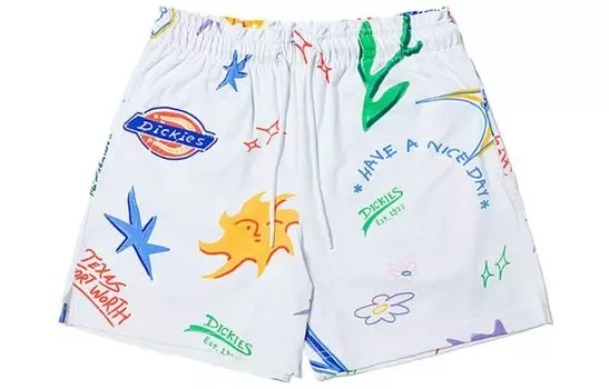 Повседневные шорты женские белые граффити покрыты принтами Dickies