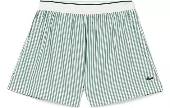 Повседневные шорты женские светло-зеленые полосы Lacoste