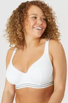 Повседневный бюстгальтер из хлопка с высоким верхом Dd+ Debenhams, белый