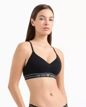 Повседневный хлопковый бюстгальтер без косточек с подушечками Emporio Armani, черный