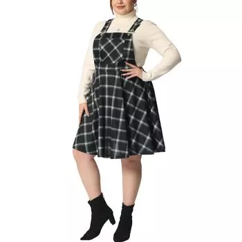 Повседневный комбинезон больших размеров для женщин, платье-сарафан, регулируемые бретели, короткое платье трапециевидной формы Agnes Orinda, черный/белый