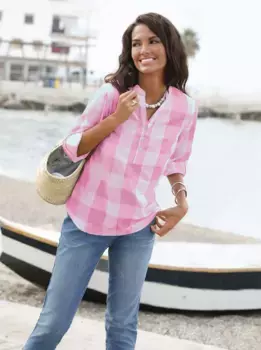 Повседневный образ Блузка без шнуровки Casual Looks, цвет Pink-Wei-Kariert