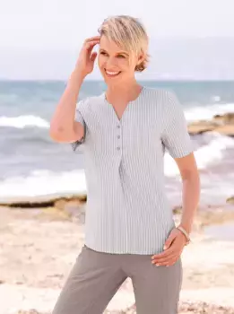 Повседневный образ Блузка без шнуровки Casual Looks, цвет Taupe-Wei-Gestreift