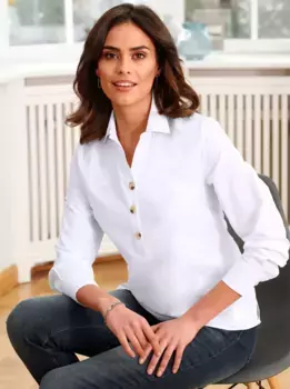 Повседневный образ блузка с длинными рукавами Casual Looks, кремовый