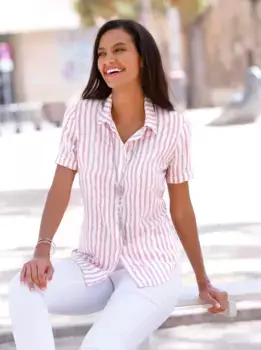 Повседневный образ Блузка с короткими рукавами Casual Looks, бежевый