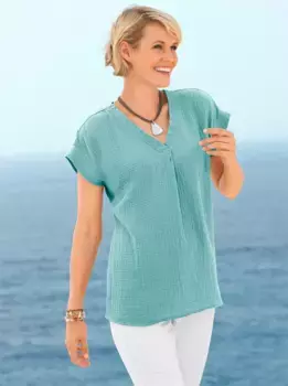 Повседневный образ Блузка с короткими рукавами Casual Looks, цвет Aquamarin