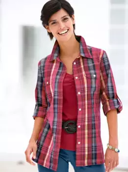 Повседневный образ блузка в клетку Casual Looks, красный