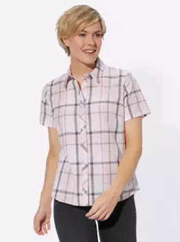 Повседневный образ блузка в клетку Casual Looks, серый