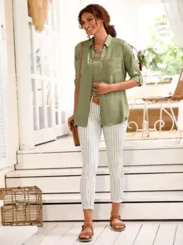 Повседневный образ, длинная блузка Casual Looks, цвет Schilf