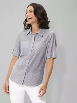 Повседневный образ, длинная блузка Casual Looks, синий