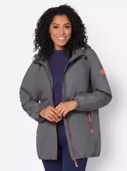 Повседневный образ: длинная куртка с капюшоном Casual Looks, антрацит