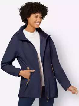 Повседневный образ: длинная куртка с капюшоном Casual Looks, цвет морской волны