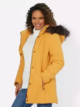 Повседневный образ: длинная куртка с капюшоном Casual Looks, цвет Ocker