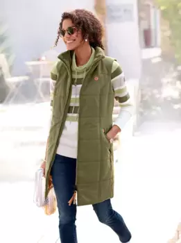Повседневный образ, длинный жилет Casual Looks, оливковый