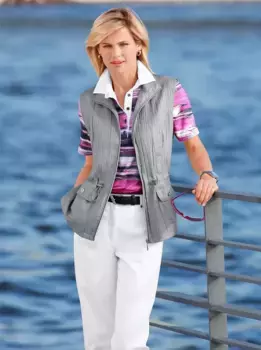 Повседневный образ, длинный жилет Casual Looks, серый