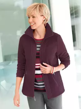 Повседневный образ флисовая куртка Casual Looks, бордовый
