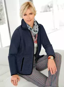 Повседневный образ флисовая куртка Casual Looks, цвет морской волны