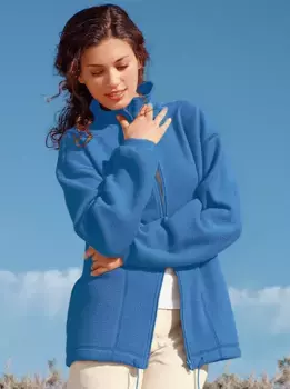 Повседневный образ флисовая куртка Casual Looks, джинсовый