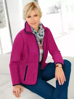Повседневный образ флисовая куртка Casual Looks, фуксия