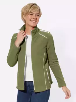 Повседневный образ флисовая куртка Casual Looks, хаки