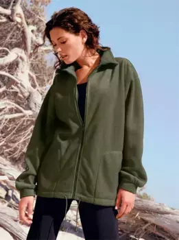 Повседневный образ флисовая куртка Casual Looks, зеленый