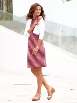 Повседневный образ Платье из джерси "Платье из джерси" Casual Looks, цвет Kirsche-Wei-Bedruckt