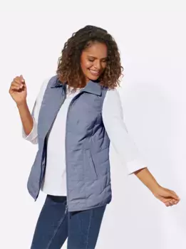 Повседневный образ стеганый жилет Casual Looks, синий