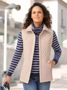 Повседневный образ стеганый жилет Casual Looks, слоновая кость