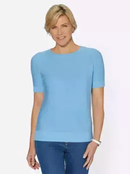 Повседневный образ Свитер с короткими рукавами "Пуловер" Casual Looks, цвет Aqua