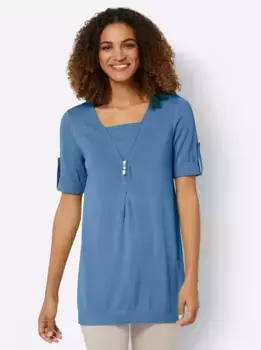 Повседневный образ Свитер с короткими рукавами "Пуловер" Casual Looks, синий