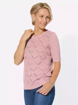 Повседневный образ Свитер с короткими рукавами "Пуловер" Casual Looks, цвет Hortensie