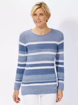 Повседневный образ Свитер с круглым вырезом "Пуловер" Casual Looks, цвет Bleu-Geringelt