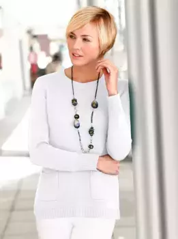 Повседневный образ Свитер с круглым вырезом "Пуловер" Casual Looks, кремовый