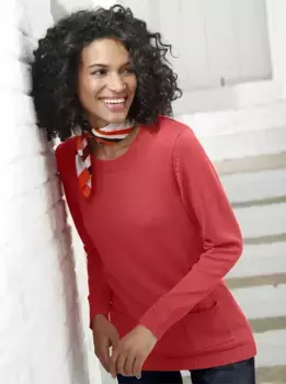 Повседневный образ Свитер с круглым вырезом "Пуловер" Casual Looks, красный