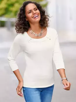 Повседневный образ Свитер с рукавами 3/4 "Пуловер" Casual Looks, цвет Ecru