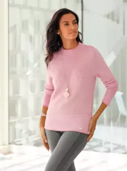 Повседневный образ Свитер с воротником-стойкой "Пуловер" Casual Looks, цвет Altrosa-Ecru-Geringelt
