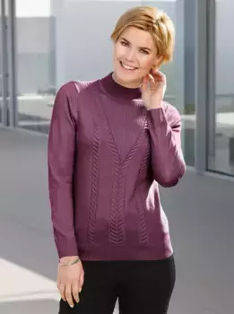 Повседневный образ Свитер с воротником-стойкой "Пуловер" Casual Looks, цвет Brombeer