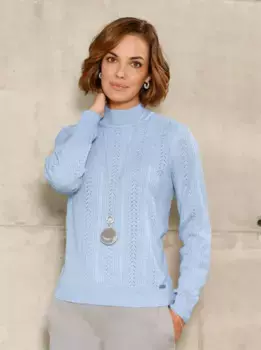 Повседневный образ Свитер с воротником-стойкой "Пуловер" Casual Looks, голубой
