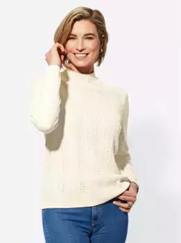 Повседневный образ Свитер с воротником-стойкой "Пуловер" Casual Looks, цвет Ecru