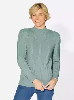 Повседневный образ Свитер с воротником-стойкой "Пуловер" Casual Looks, мятный