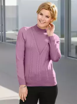 Повседневный образ Свитер с воротником-стойкой "Пуловер" Casual Looks, цвет Orchidee