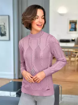 Повседневный образ Свитер с воротником-стойкой "Пуловер" Casual Looks, лиловый