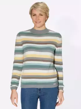 Повседневный образ Свитер с воротником-стойкой "Пуловер" Casual Looks, цвет Vanille-Jade-Geringelt