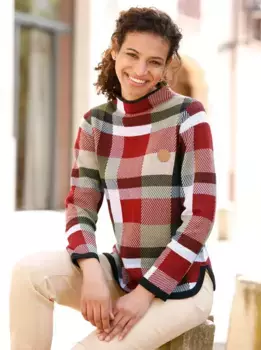 Повседневный образ Свитер с воротником-стойкой "Пуловер" Casual Looks, красный