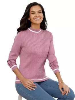 Повседневный образ Свитер с воротником-стойкой "Свитер с воротником-стойкой" Casual Looks, розовый