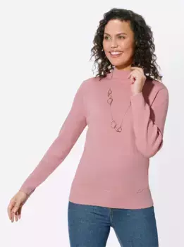 Повседневный образ Свитер с воротником-стойкой "Свитер с воротником-стойкой" Casual Looks, розовый