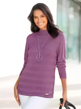 Повседневный образ Свитер с воротником-стойкой "Свитер с воротником-стойкой" Casual Looks, фиолетовый